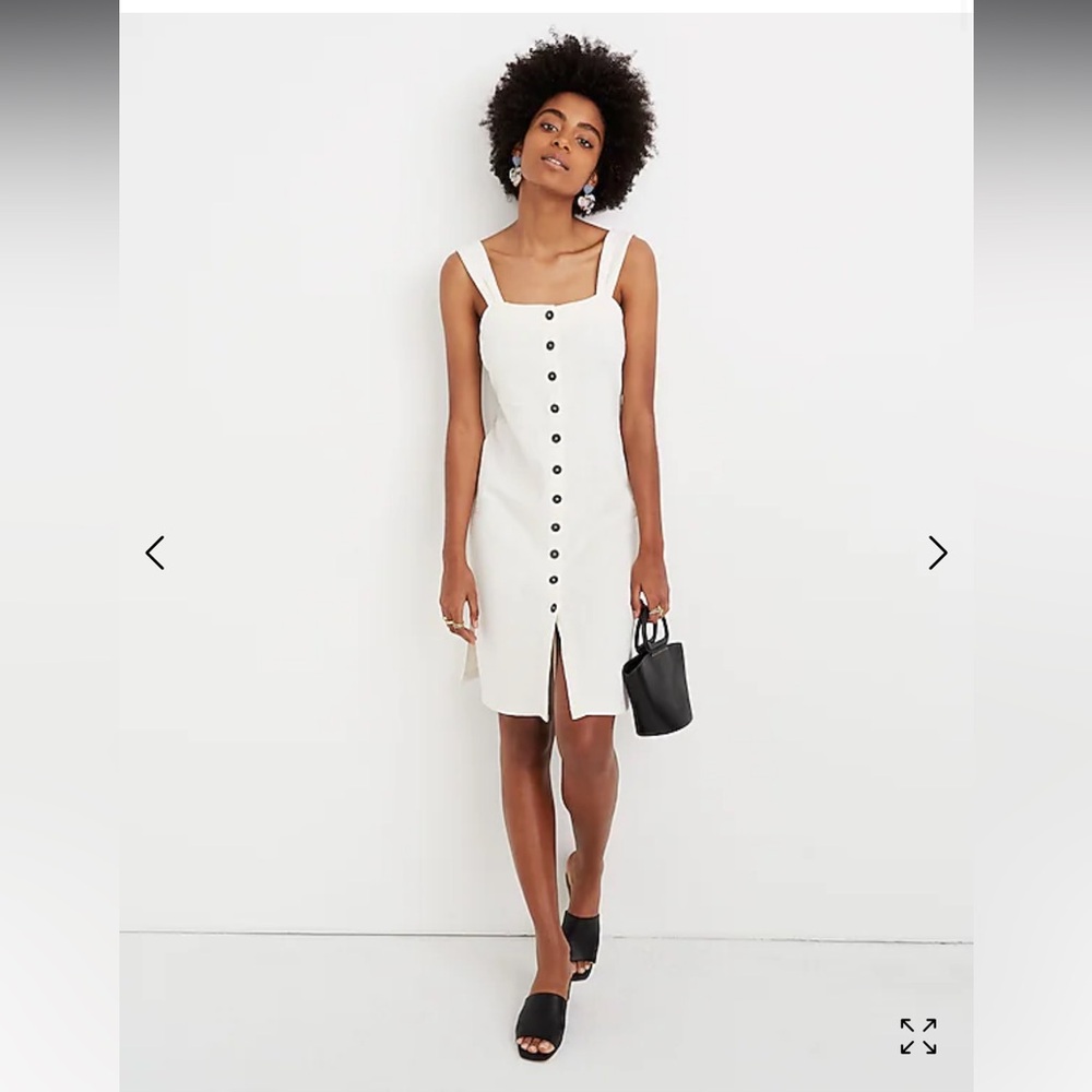 Texture & Thread Madewell Small Button Front Tank Dress White/cream